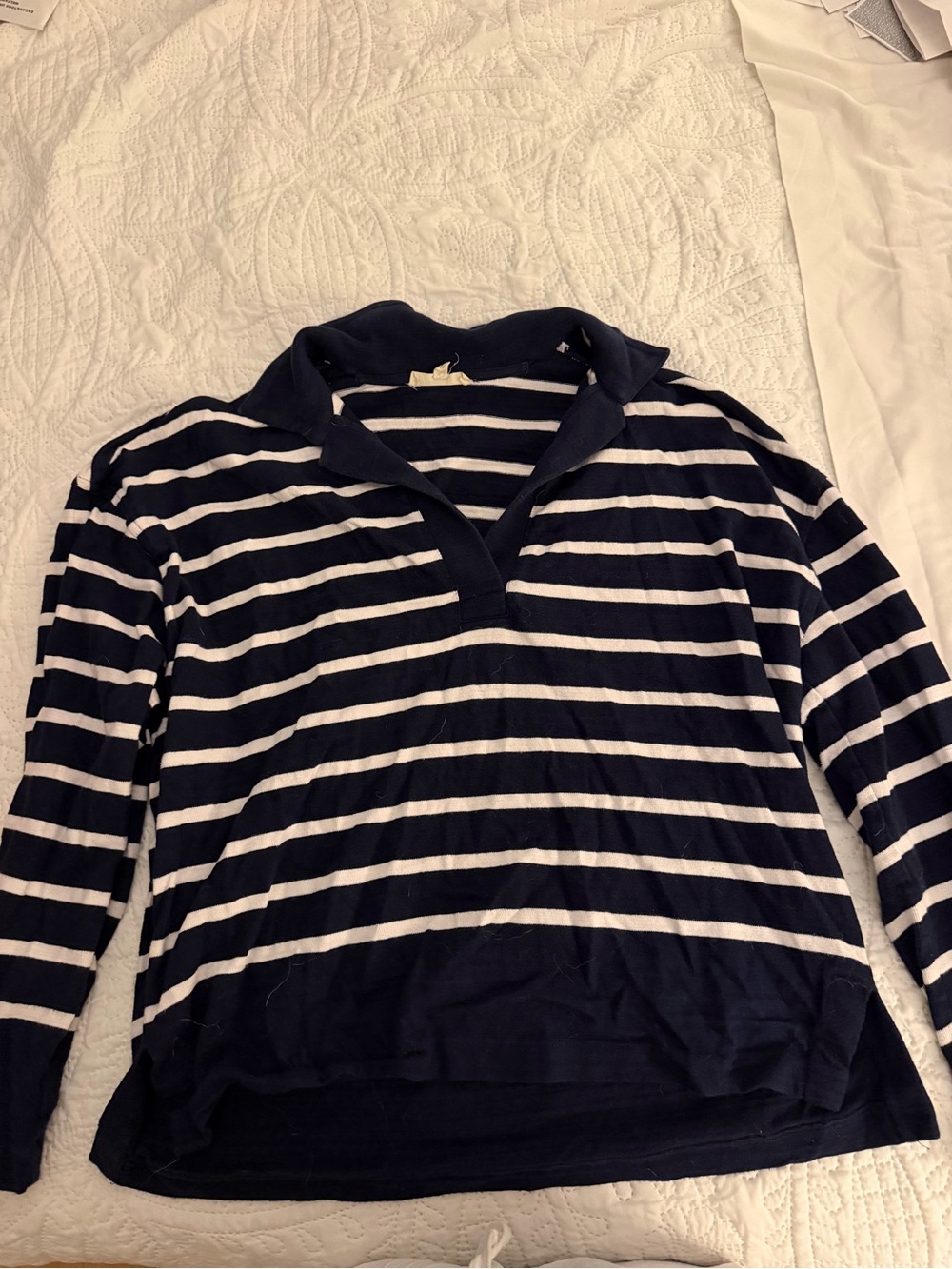 BNavy & White Striped Collar Rugby